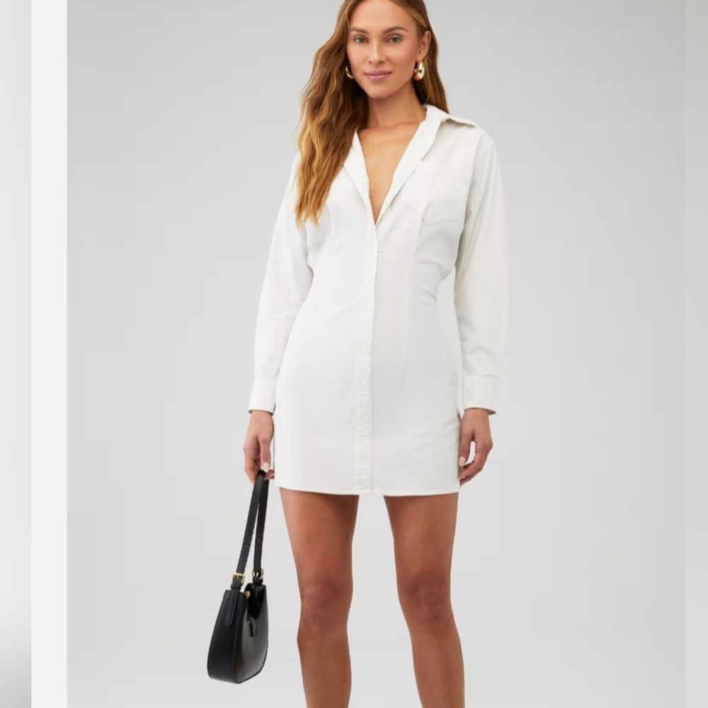 Good American White Mini Shirt Dress
